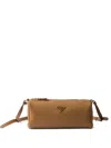 Prada Leather Triangle Shoulder Bag In Brown
