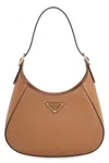 Prada Elegant Saddle Brown Leather Mini Shoulder Bag In Brown