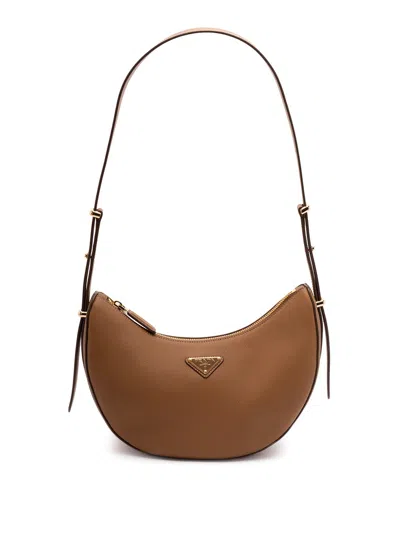 Prada Leather Shoulder Bag In Brown