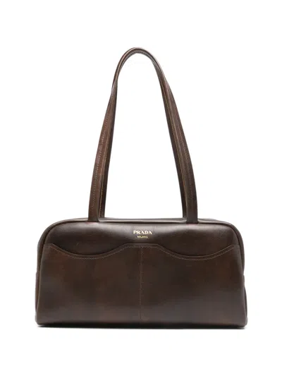 Prada Leather Shoulder Bag In Animal Print