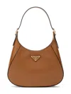 Prada Triangle-logo Leather Shoulder Bag In Brown