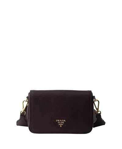 Prada Leather Shoulder Bag In Burgundy