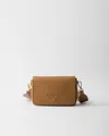 Prada Daino Flap Soft Leather Crossbody Bag In Caramel