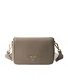 Prada Leather Shoulder Bag In Clay Gray