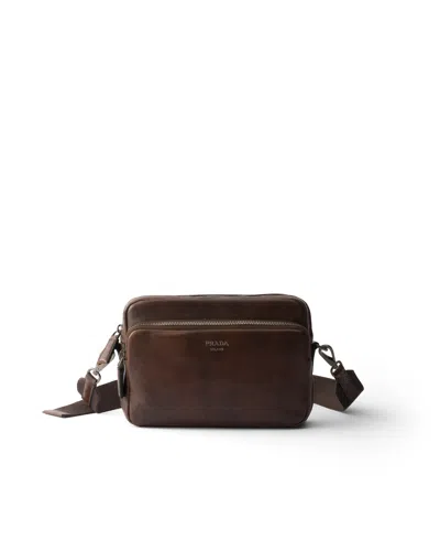 Prada Leather Shoulder Bag In Brown