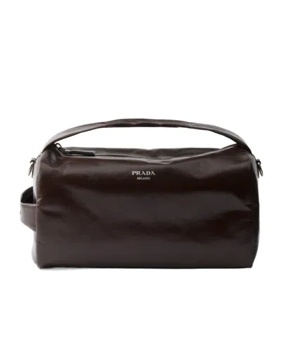 Prada Leather Shoulder Bag In Brown