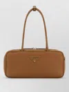 Prada Leather Shoulder Bag Double Handles Rectangular In Brown