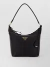 Prada Leather Shoulder Bag Gold Tone Hardware In Black