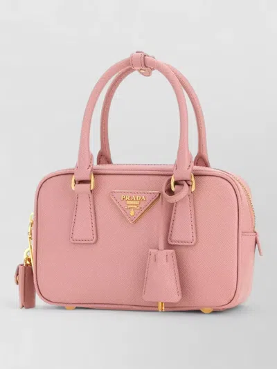 Prada Leather Shoulder Bag Gold Tone Hardware In Pink