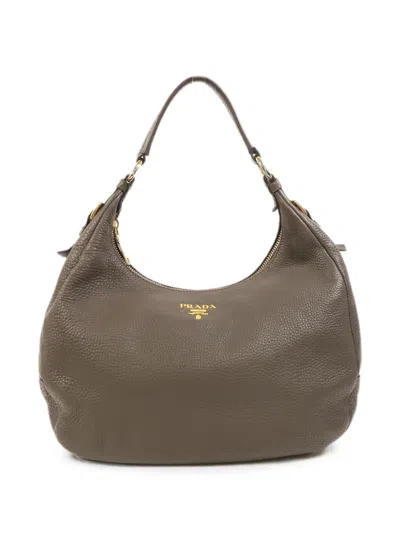 Pre-owned Prada Leather Shoulder Bag In Gray