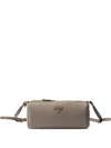 Prada Leather Triangle Shoulder Bag In Grey
