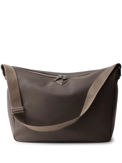 Prada Leather Shoulder Bag In Grey