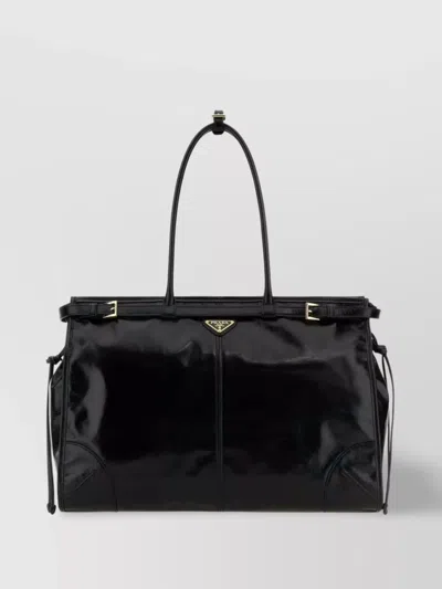 Prada Leather Shoulder Bag Handles Double