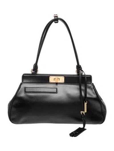 Pre-owned Prada Leather Shoulder Bag Medium 2025 In Black