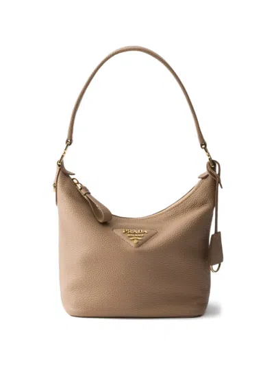 Prada Leather Shoulder Bag In Brown