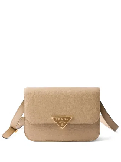 Prada Leather Shoulder Bag In Neutrals