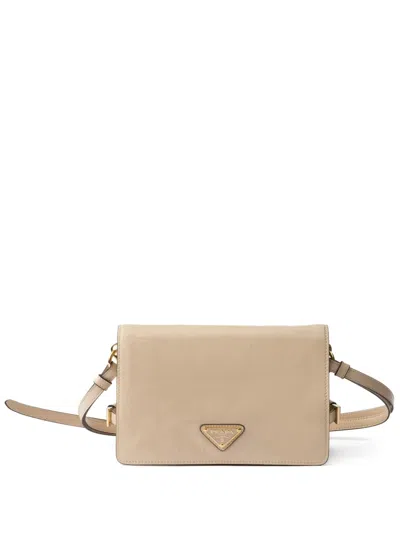 Prada Leather Shoulder Bag In Neutrals