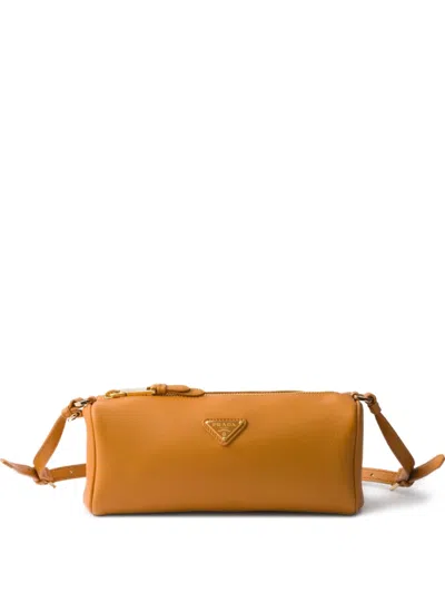 Prada Leather Shoulder Bag In Orange