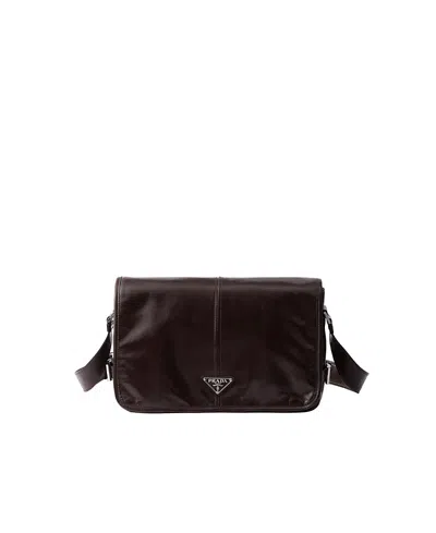Prada Leather Shoulder Bag In Purple