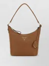 Prada Leather Shoulder Bag Top Handle Detail In Brown