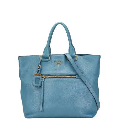 Pre-owned Prada Leather Shoulder Bag Tote Bag () In Blue
