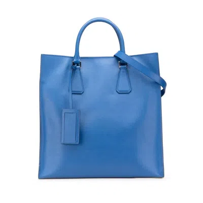 Pre-owned Prada Leather Shoulder Bag Tote Bag () In Blue