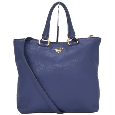 Pre-owned Prada Leather Shoulder Bag Tote Bag () In Blue