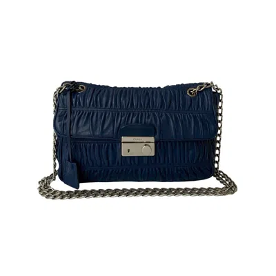 Pre-owned Prada Leather Shoulder Bag Tote Bag () In Blue