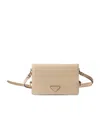 Prada Leather Shoulder Bag In Travertine