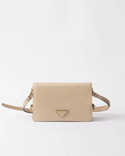 Prada Leather Shoulder Bag In Travertine