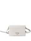 Prada Mini Saffiano Logo Flip Shoulder Bag In White
