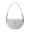 Prada Arqué Leather Shoulder Bag With Flap In White