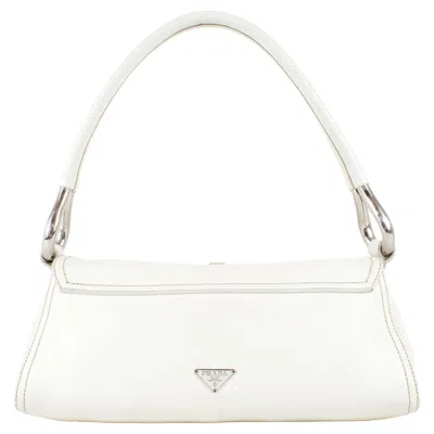 Pre-owned Prada Leather Shoulder Bag With Stones In Gray