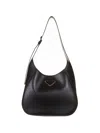 Prada Leather Shoulder Bag With Triangle Logo In Nero
