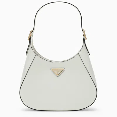 Prada Leather Shoulder Bag With Triangle Logo In White