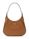 Prada Leather Shoulder Hobo Bag In Brown