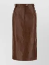 Prada Leather Skirt With Back Slit And Belt Loops In Brown