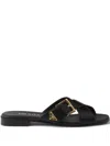 Prada Leather Slider Sandals In Black