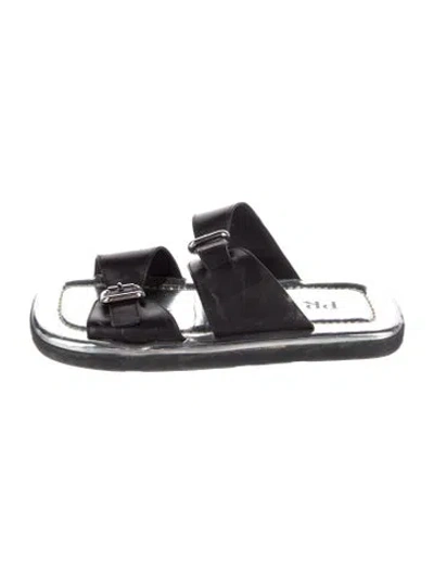 Pre-owned Prada Leather Slides In Black
