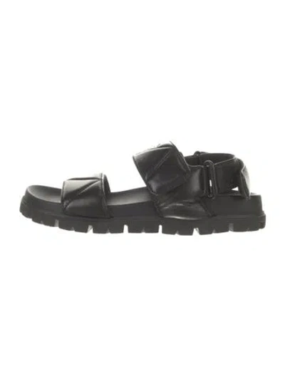 Pre-owned Prada Leather Slides In Black