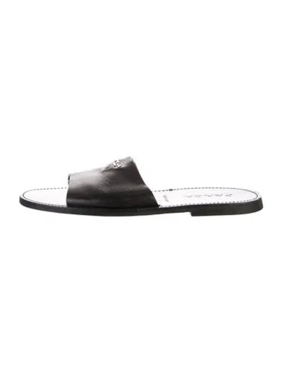 Pre-owned Prada Leather Slides In Black