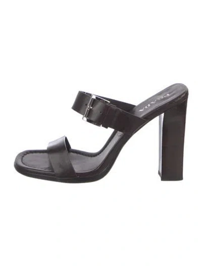 Pre-owned Prada Leather Slides In Black