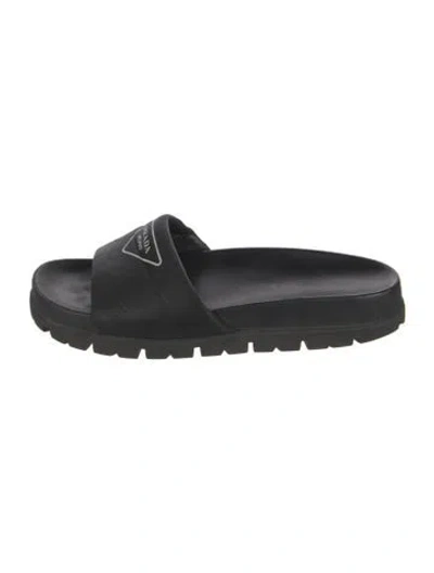 Pre-owned Prada Leather Slides In Black