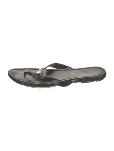 Pre-owned Prada Leather Slides In Black