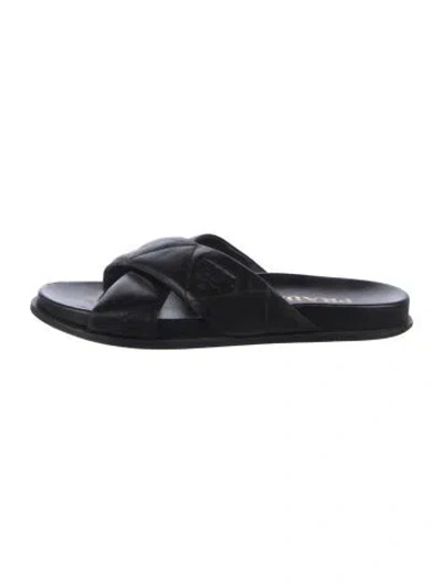 Pre-owned Prada Leather Slides In Black