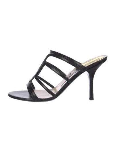 Pre-owned Prada Leather Slides In Black