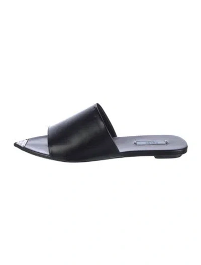 Pre-owned Prada Leather Slides In Black