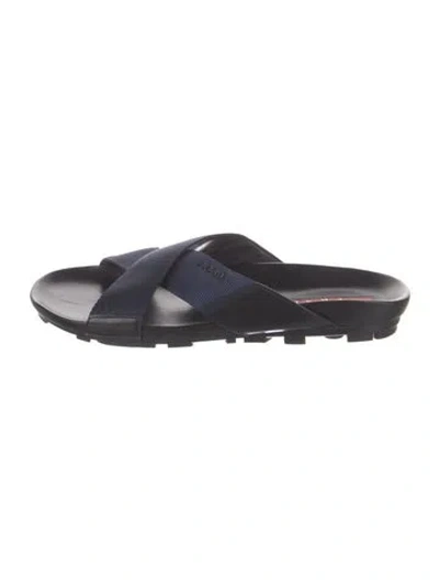 Pre-owned Prada Leather Slides In Black