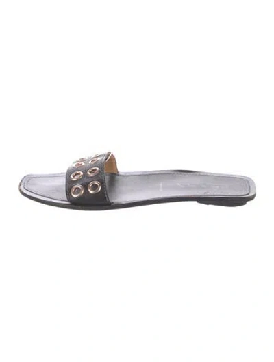 Pre-owned Prada Leather Slides In Black