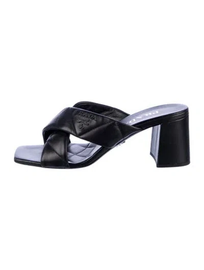 Pre-owned Prada Leather Slides In Black